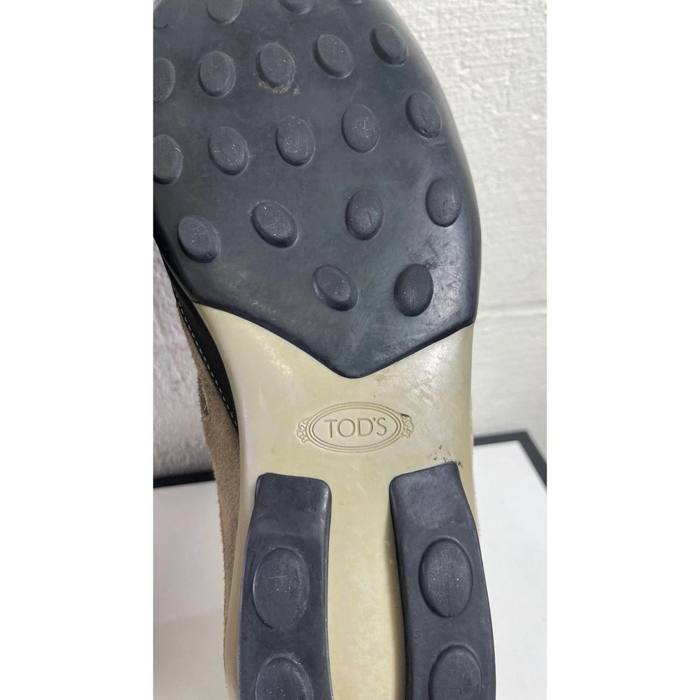 TOD's Cloth Low Sneaker Leather Casual Driving Shoes Tan Black Mens‎ Size 10 US - Picture 11 of 11